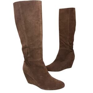 Seychelles Star of The Show Boots 10 Chocolate Suede Wedge Knee High Ruched